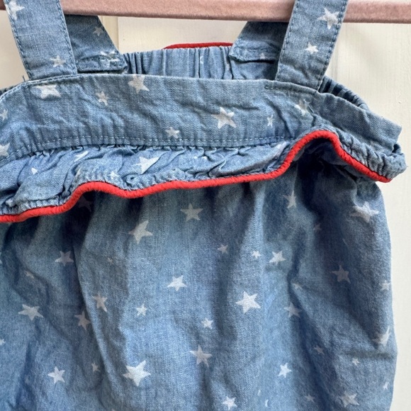 Way to Celebrate Patriotic 6-9M Girls Blue Star Tank Top Romper with Ruffles - Picture 2 of 6